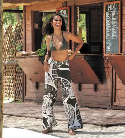 Pantalon fluide La Miss Cocktail Kaki