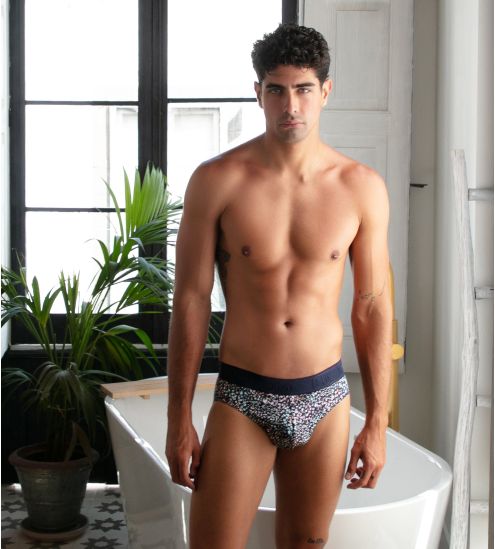 Mini Brief für Männer Blumen Weinberg Blauer Druck