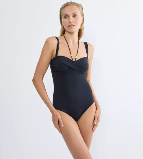 Maillot de bain bandeau 1 pièce gainant Summer Twist Noir