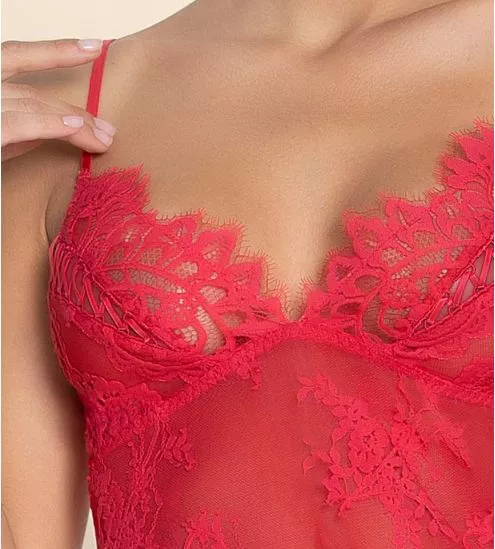 Sexy lace-up nightgown Désirs de Venise Grenat Venise