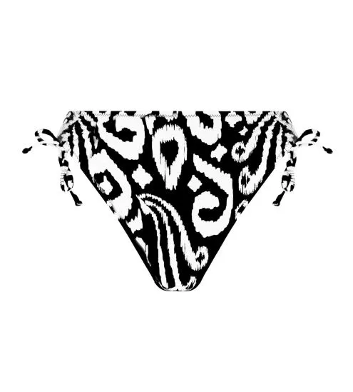 Bas de maillot de bain à coulisses La Balinaise Ikat Blanc et Noir