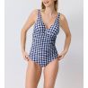 Maillot de bain une pièce à carreaux Mimbeau Marine