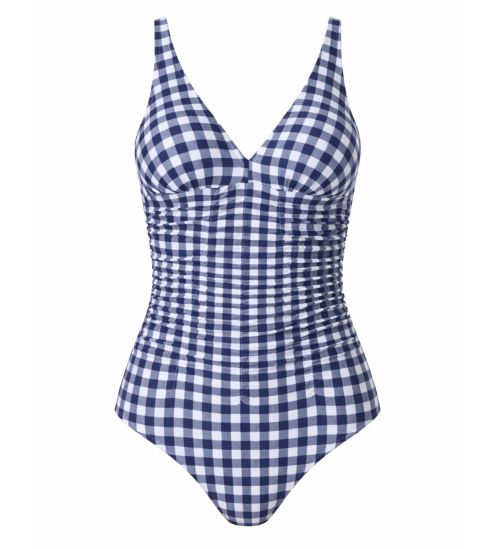 Maillot de bain une pièce à carreaux Mimbeau Marine