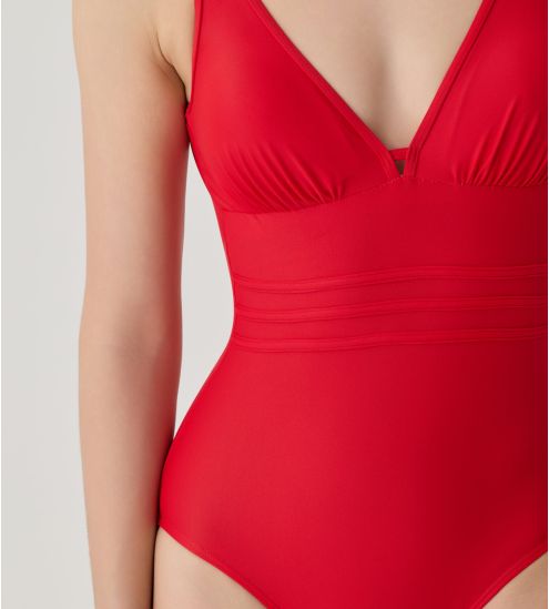 Maillot de bain une pièce coupé sous poitrine Idylle Rouge