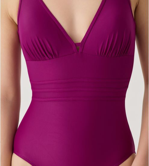 Maillot de bain une pièce coupé sous poitrine Idylle Prune
