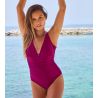 Maillot de bain une pièce coupé sous poitrine Idylle Prune