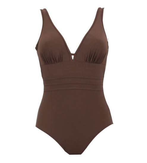 Maillot de bain une pièce coupé sous poitrine Idylle Marron