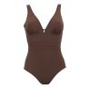 Maillot de bain une pièce coupé sous poitrine Idylle Marron