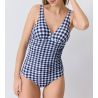Maillot de bain une pièce à carreaux Mimbeau Marine