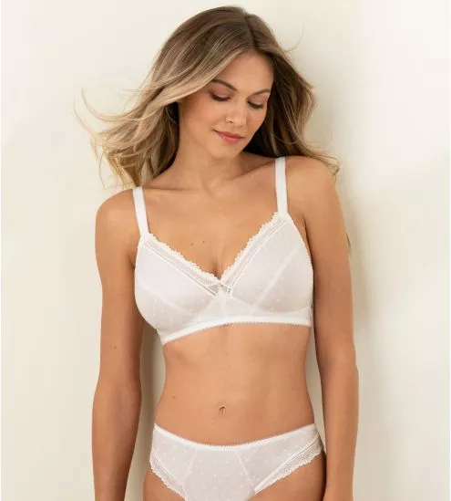 Soutien gorge sans armatures grande taille Résille Bohème Blanc