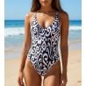 Maillot de bain une pièce nageur La Balinaise Ikat Blanc et Noir