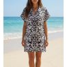 Tunique de plage La Balinaise Ikat Blanc et Noir