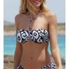 Haut de maillot de bain bandeau coques La Balinaise Ikat Blanc et Noir
