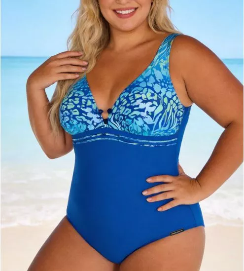 Maillot de bain 1 pièce coupé sous poitrine Bleu
