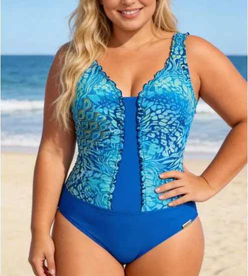 Maillot de bain 1 pièce avec fronce Bleu