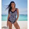 Maillot de bain une piece amincissant Sidonia Marine/Blanc