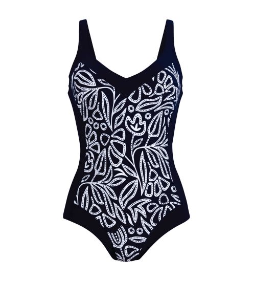Maillot de bain une piece amincissant Sidonia Marine/Blanc