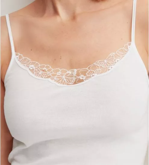 Débardeur bretelles coton femme Cotton Desire Blanc - avant