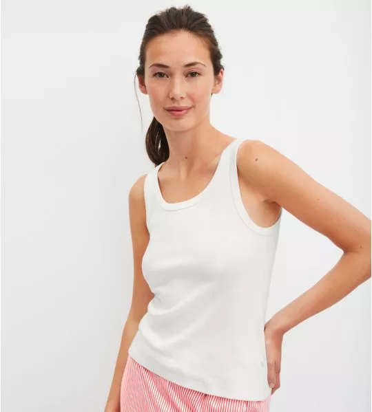 Débardeur femme blanc en coton Favourites Beach Star White