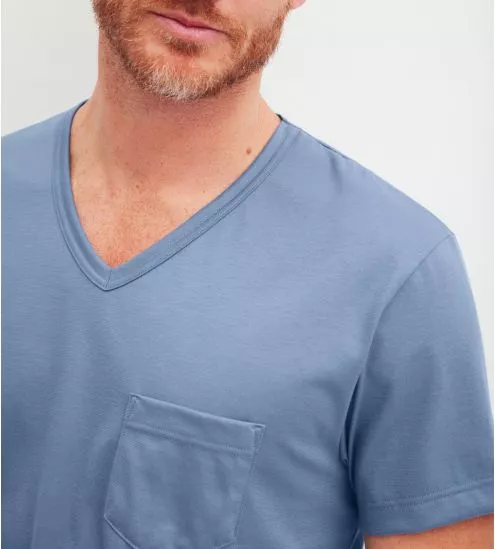 Pyjama court en coton homme Relax Imprint 2 Coronet Blue - avant