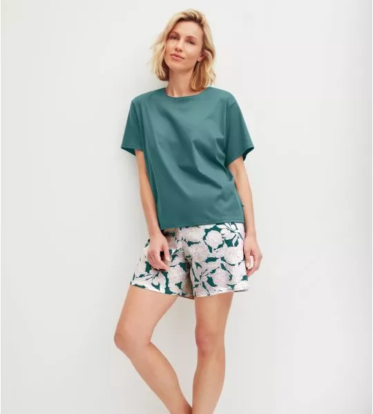 Pyjama femme en coton Botanic Dreams North Sea Green