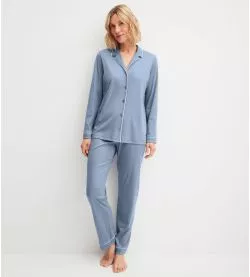 Pyjama long bleu pour femme Night Lovers Aura Blue  vue avant