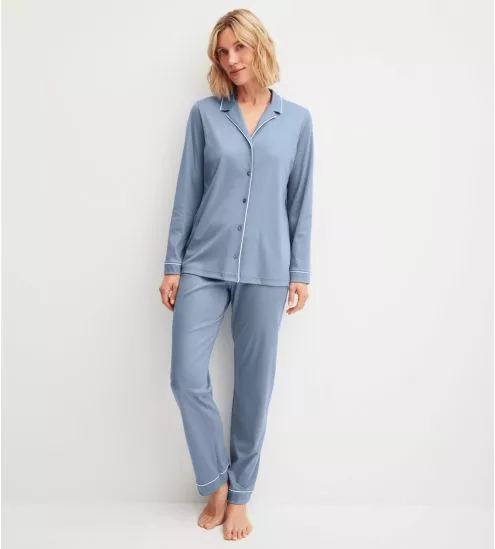 Pyjama long bleu pour femme...