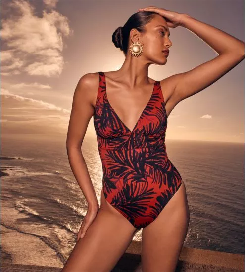 Maillot de bain une pièce triangle Summer Palm Brown Dark