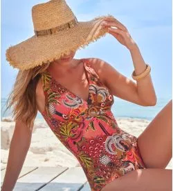 Maillot de bain une piece décolleté triangle Ramatuelle Terracotta