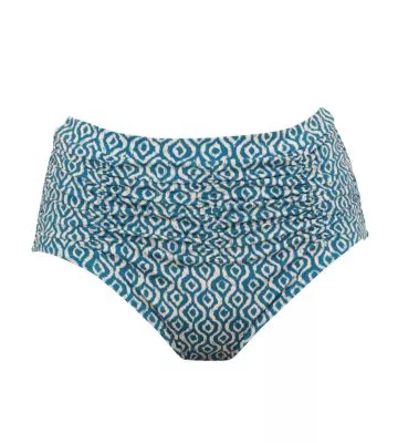 Bas de maillot de bain drapé taille haute Azura Bleu