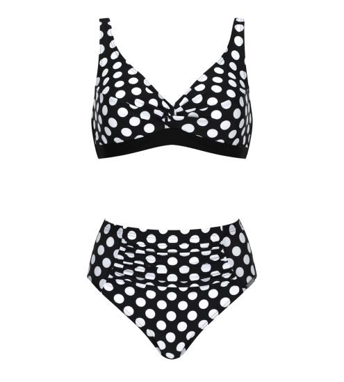 Maillot de bain 2 pieces à pois Noir et Blanc
