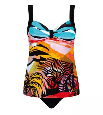 Ensemble tankini femme imprimé palmiers mulitcolore