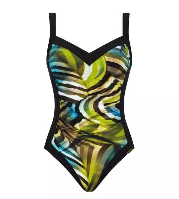 Maillot de bain froncé une pièce Noir et Vert