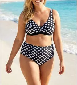 Maillot de bain 2 pieces noir et blanc à pois Sunmarin