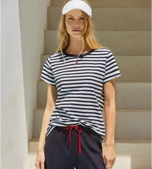 Pyjama rayé femme Bleu Marine / Blanc