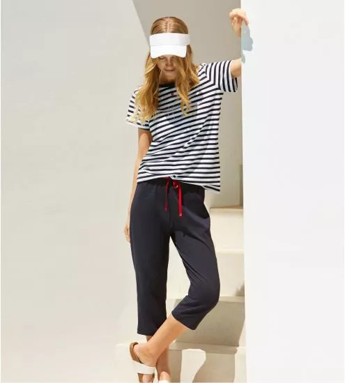 Pyjama rayé femme Bleu Marine / Blanc