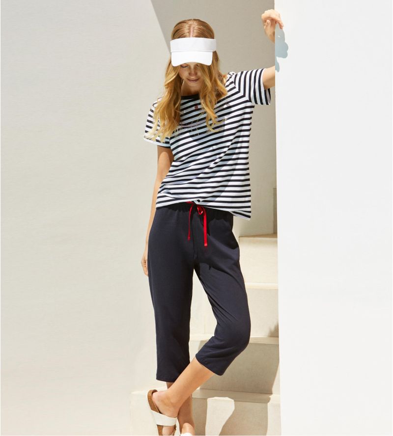 Pyjama rayé femme Bleu Marine / Blanc