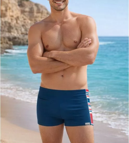 Boxer de bain pour homme Marine / Rouge 3052
