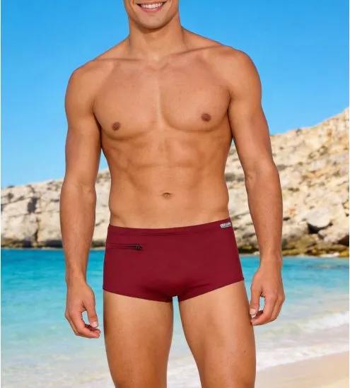 Boxer de bain uni bordeaux