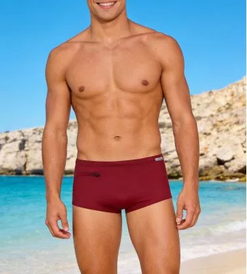 Boxer de bain uni bordeaux