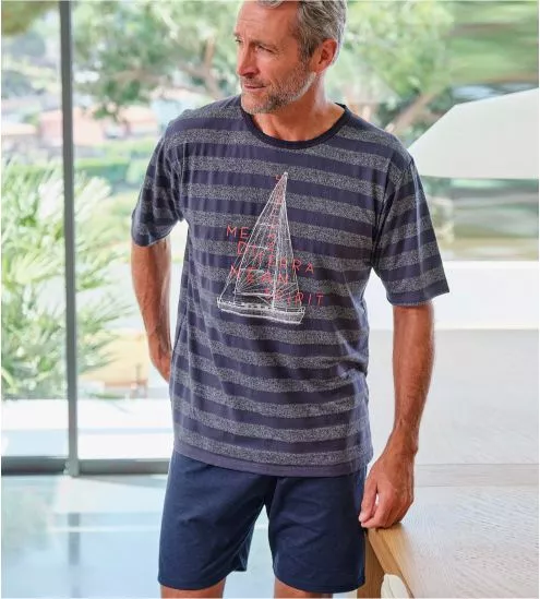 Pyjama short rayé homme...