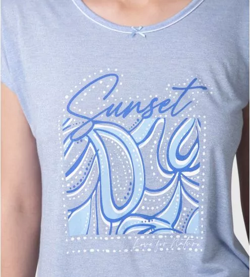 Pyjama corsaire femme Bleu...