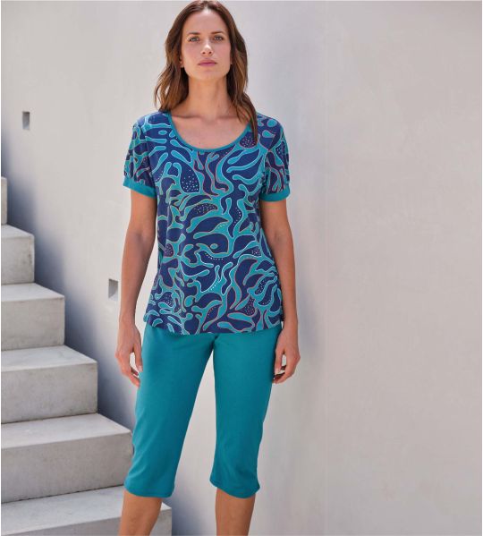Pyjama femme à motifs bleu foncé