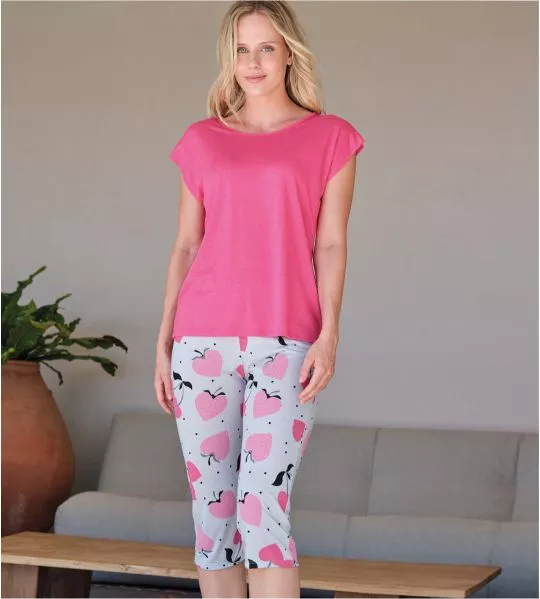 Pyjama femme Rose et Gris