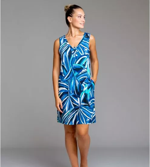 Robe sans manches Bleu...