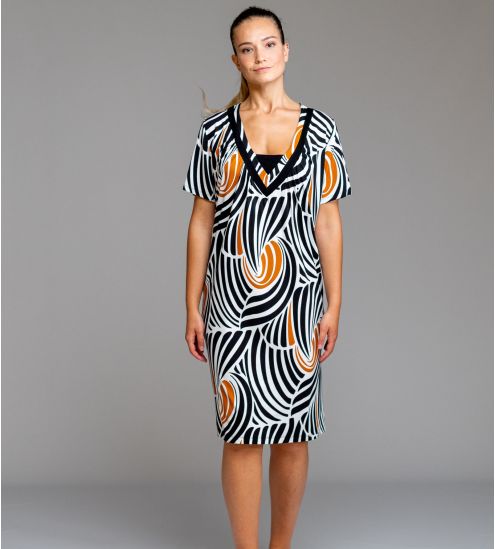 Robe à motifs Noire/Ocre