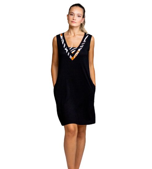 Robe d'été sans manches Noir/Ocre