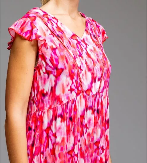 Robe longue à volants Rose