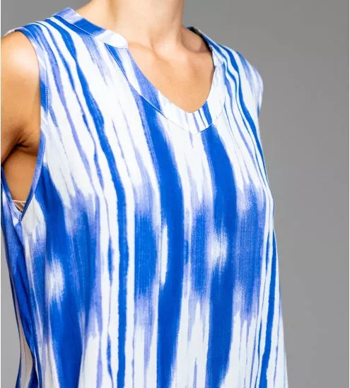 Robe sans manches Blanc/Bleu