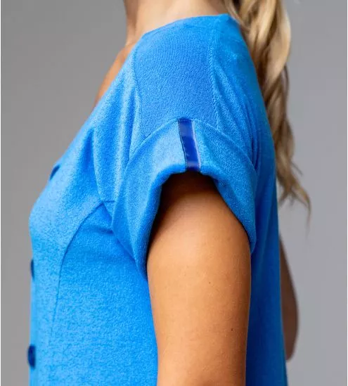 Robe éponge boutonnée Bleu